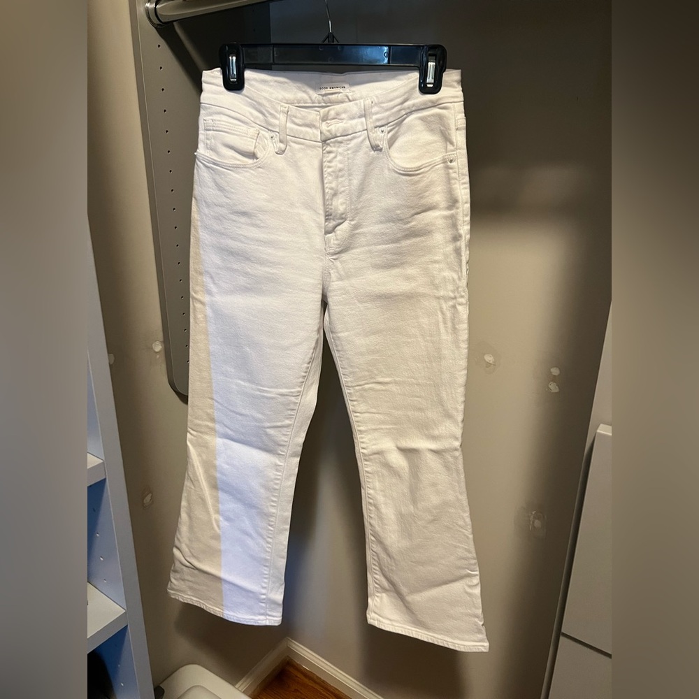 Good American kick flares ankle jeans
